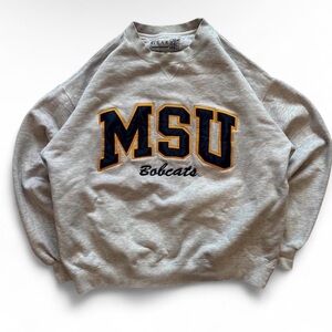Gear For Sports MSU Grey Crewneck Sweatshirt with Navy & Gold Lettering